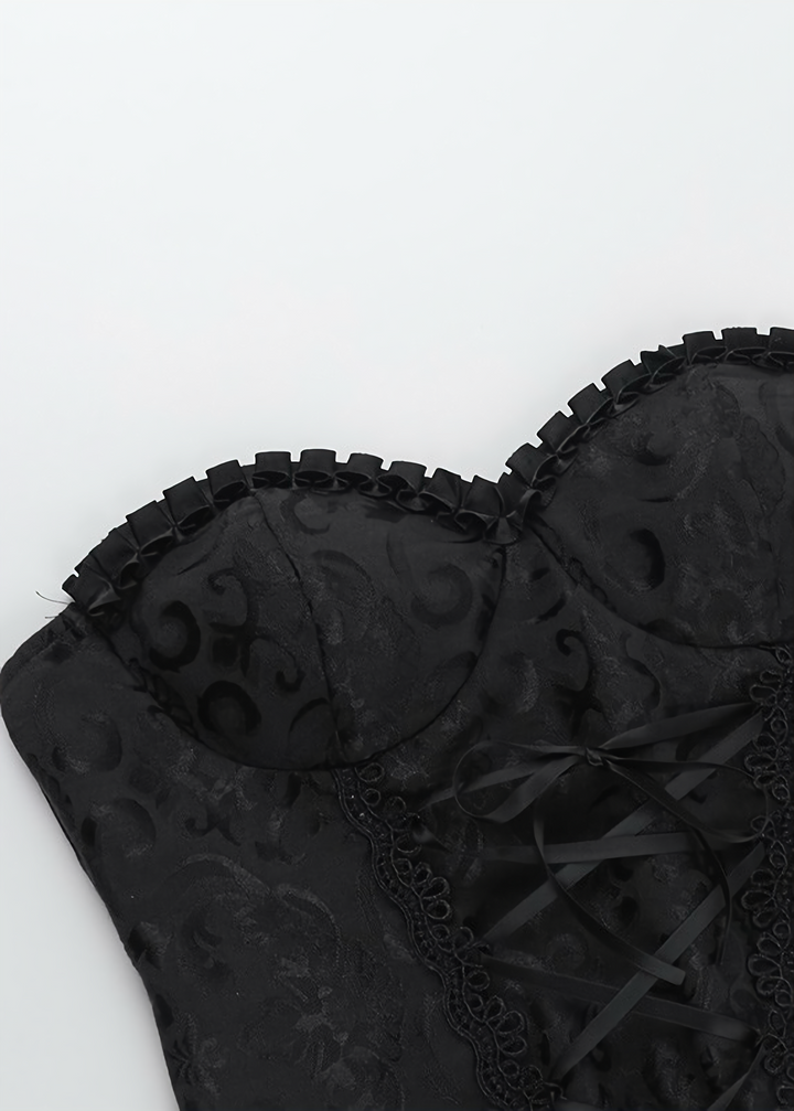 Gothic ribbon tube top / LG1298