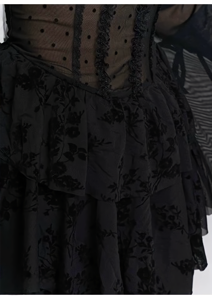 Nocturne Frill Dress & Shadow Sheer Cardigan / LG1408