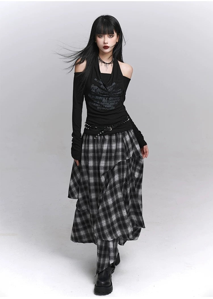 Drape Print Cutout Top / lg1372