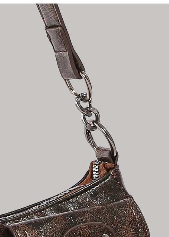 DOUBLE BUCKLE VINTAGE SHOULDER BAG / B1117