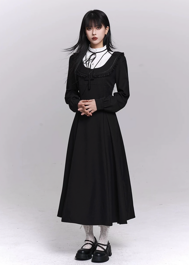Ghostly Girl Black Long Dress / LG1486