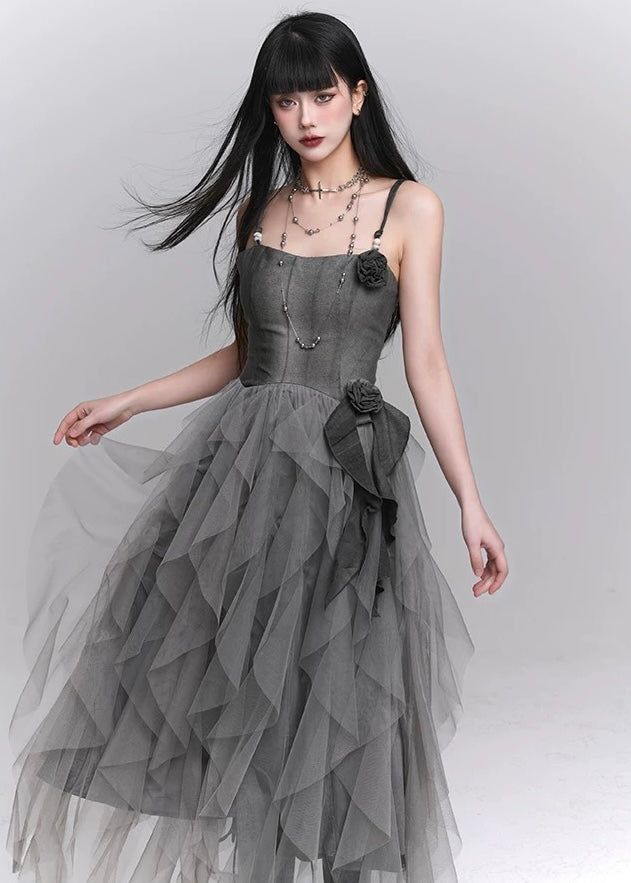 dark rose suspender dress / LG1214_e4r