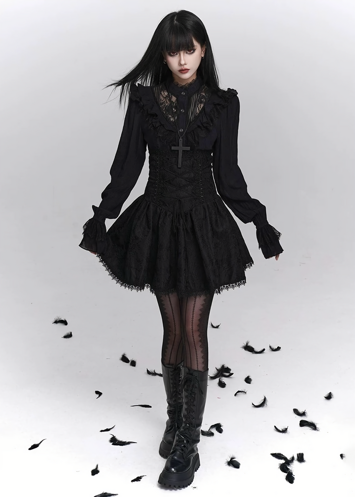 Corset Lace Flare Skirt / LG1402_e4r