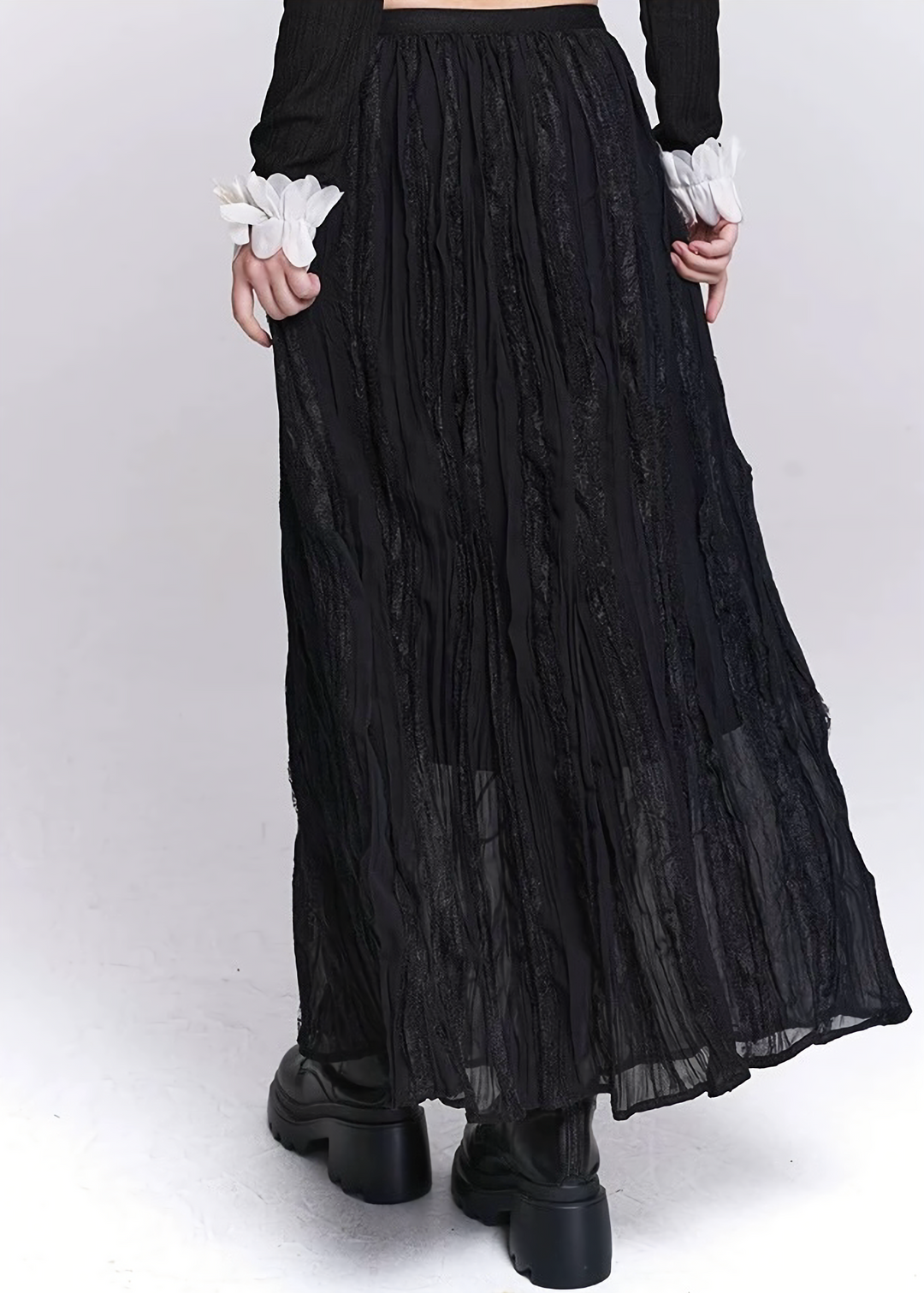 PATCHWORK LACE LONG SKIRT / LG1535