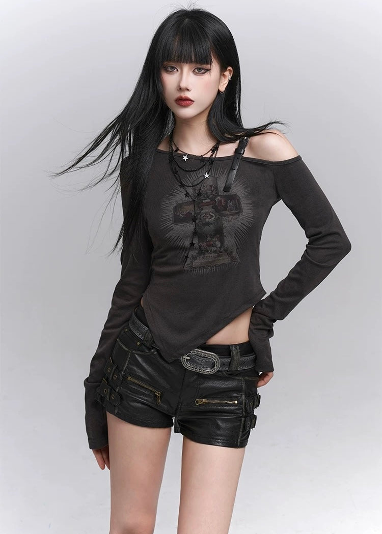 Dark Rebel Buckle Shorts / lg1343