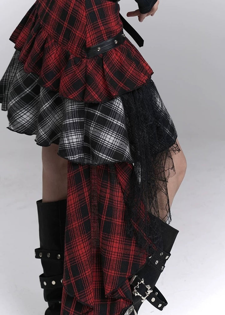 irregular plaid skirt / LG1239