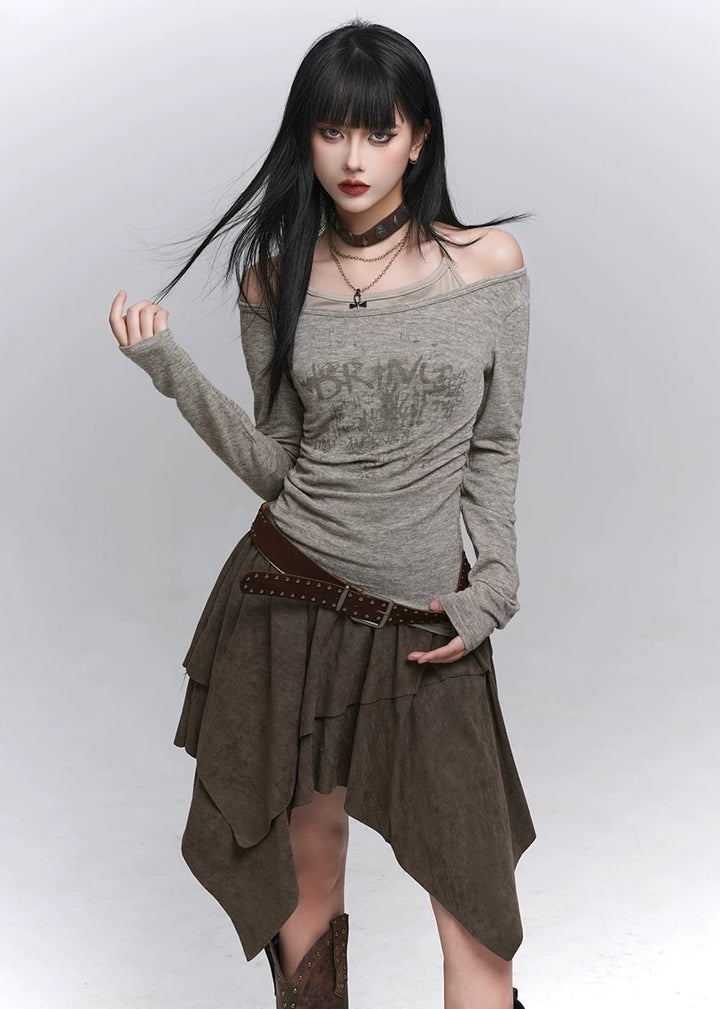 Layered Halter Neck Print Top / lg1357