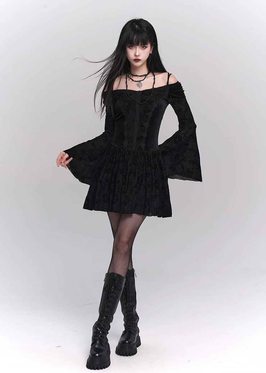 【당일 배송】black one shoulder strap dress / LG1173 