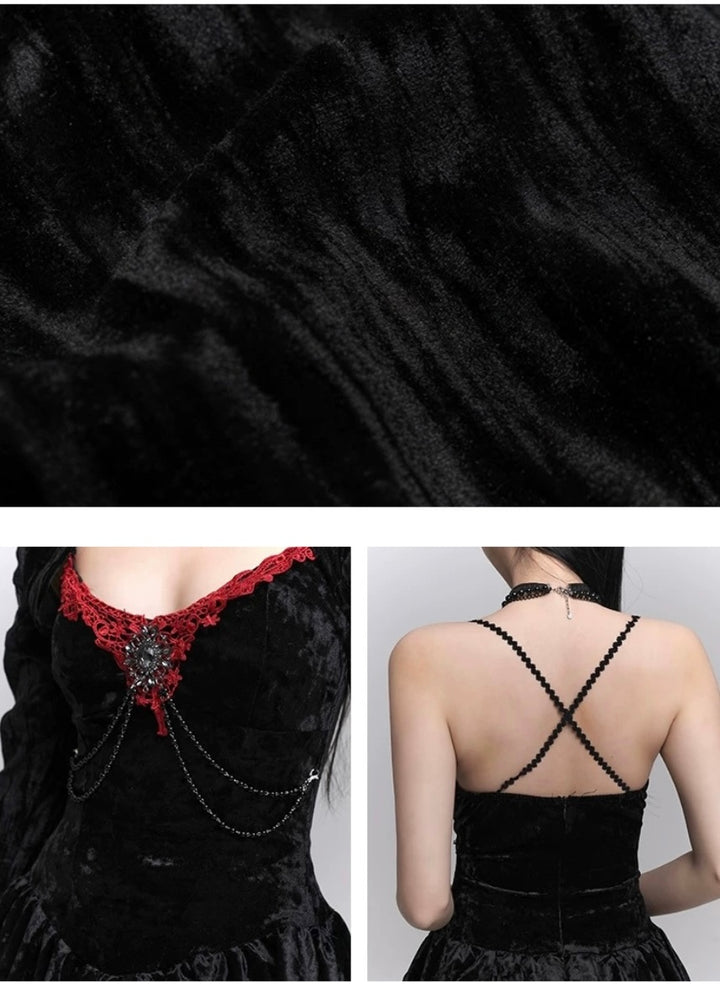 gothic velvet suspender mini dress / LG1242