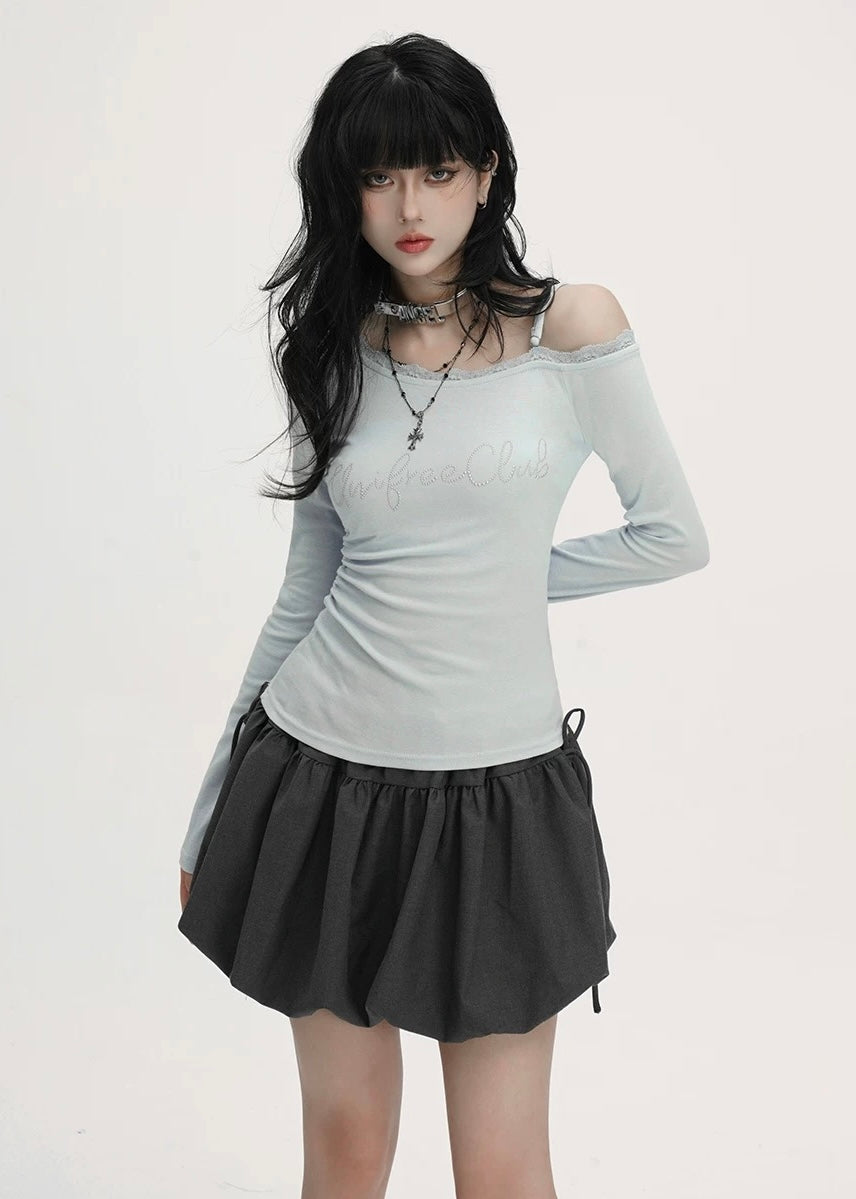 Asymmetry Off Shoulder Logo Top / LG1385