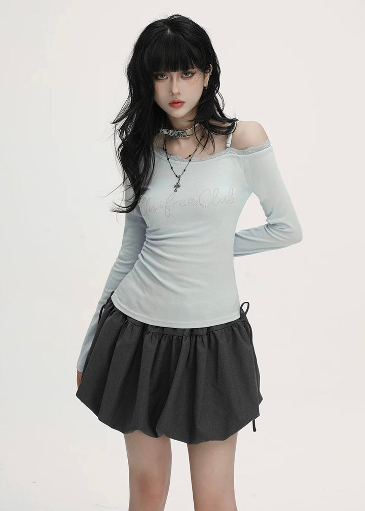 Asymmetry Off Shoulder Logo Top / LG1385