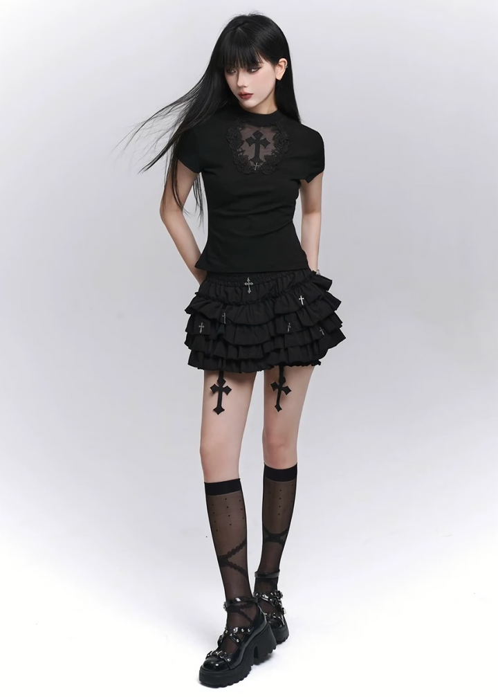 CROSS GOTHIC BALLET SKIRT / LG1267
