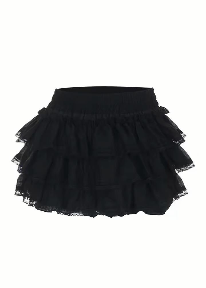 GOTHIC LACE-UP TOP &amp; RUFFLE MINI SKIRT / LG1693