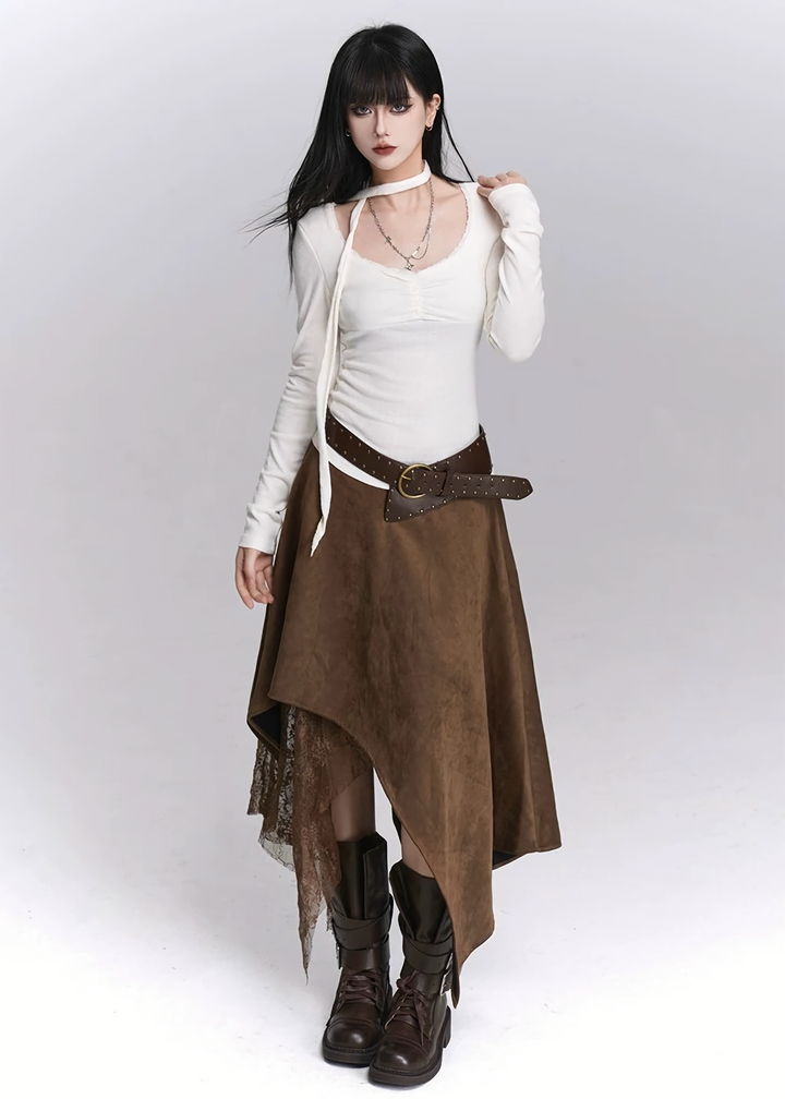 BOHEMIAN LACE ASYMMETRY SKIRT/LG1417