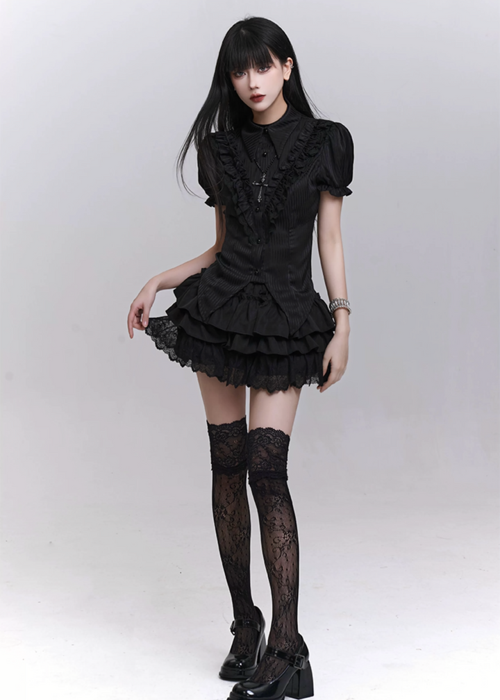 REQUIEM RUFFLE PUFF SLEEVE SHIRT / LG1308