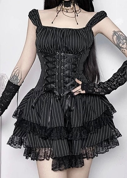 PINSTRIPE CORSET MINI DRESS / LG1575
