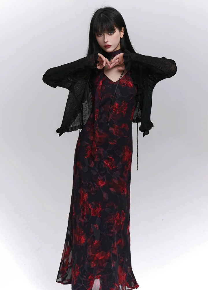Dark Flower Long Cami Dress/lg1273_e4r