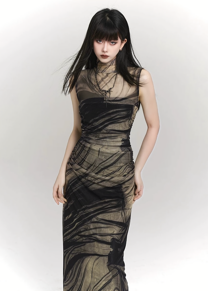 SMOKE DRAPE GOTHIC DRESS / LG1108