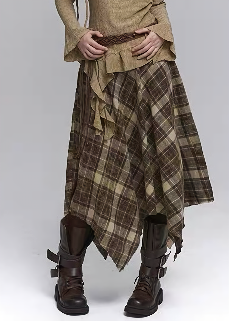 Check Frill Long Skirt / lg1365