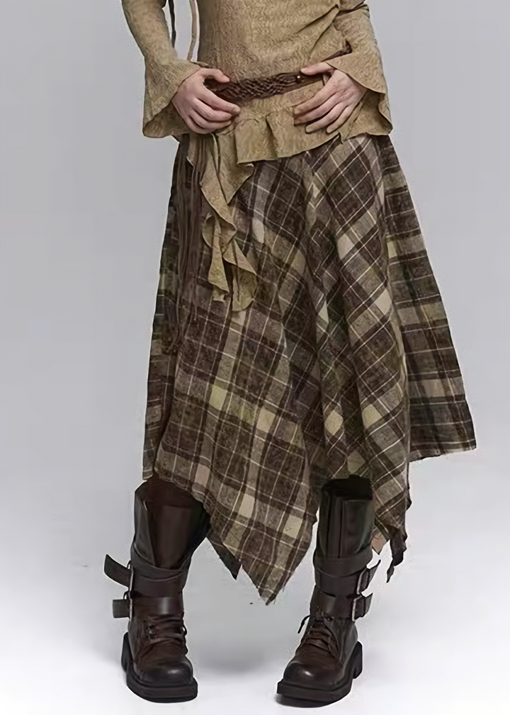 Check Frill Long Skirt / lg1365