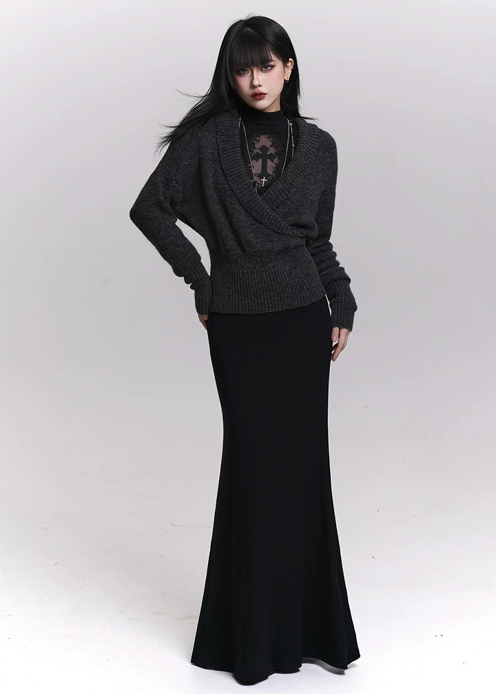 WRAP RIB KNIT TOP/ LG1461