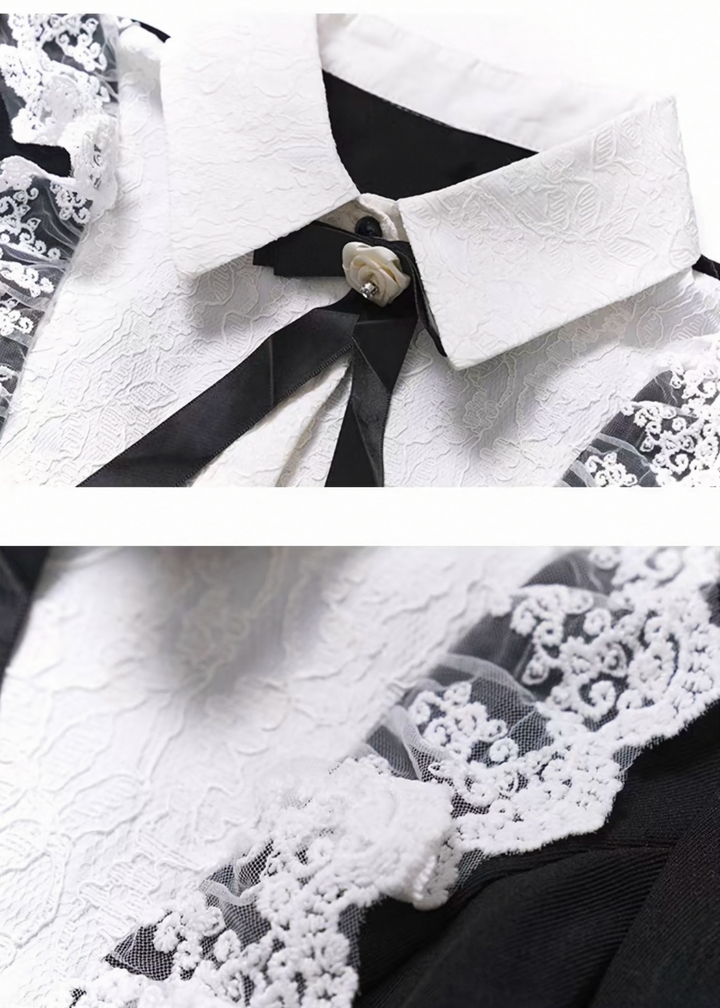 NOCTURNE LACE COLLAR TWO-PIECE SET / LG1503