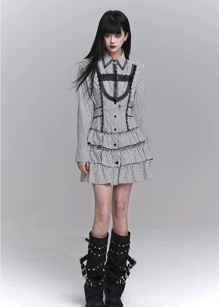 gothic striped dress / LG1237_e4r