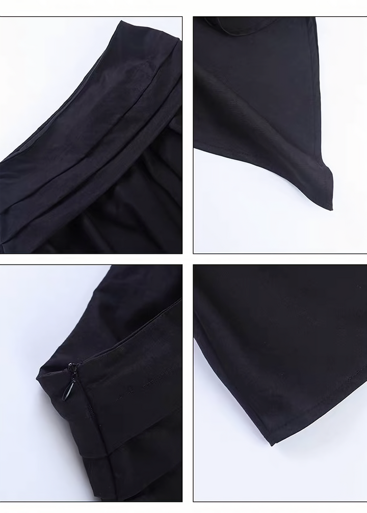 DARK ASYMMETRIC DRAPE MINI SKIRT / LG1677