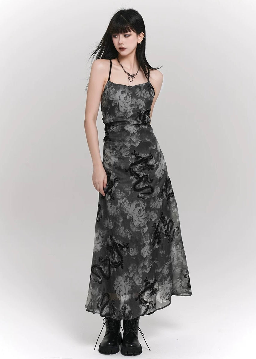 Black Mirage Dragon Dress & Veil Touch Sheer Bolero / lg1328