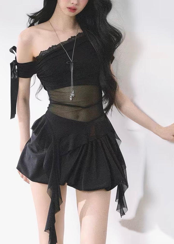 DARK ASYMMETRIC TOP &amp; BALLOON SKIRT / LG1652