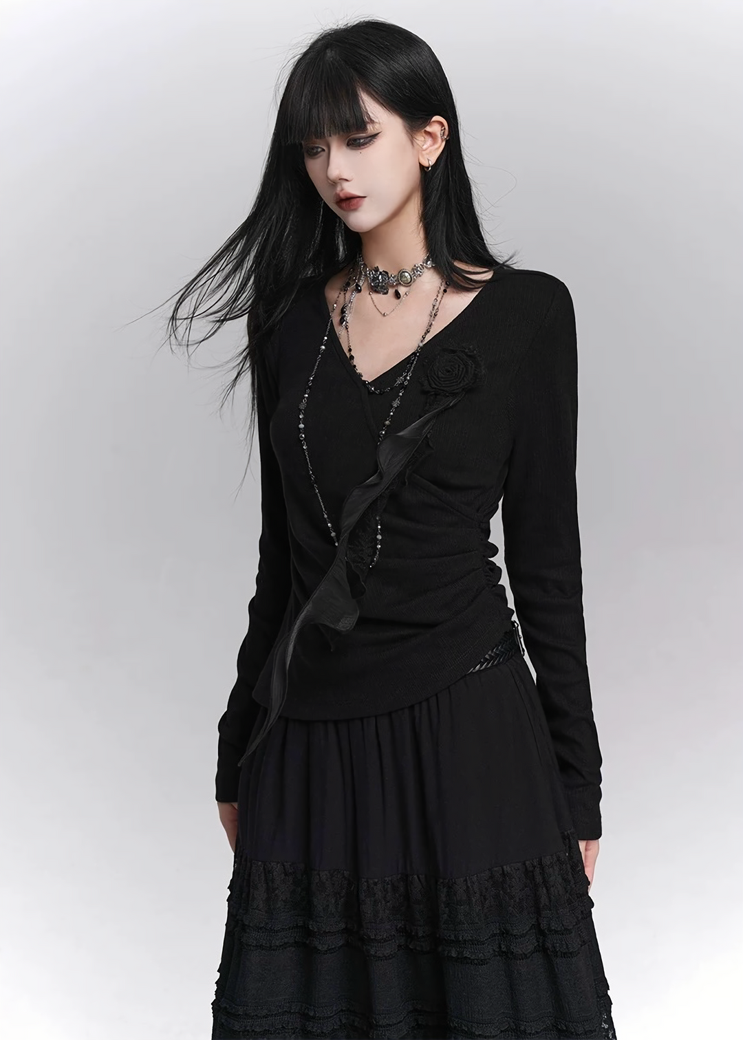 BLACK ROSE GOTHIC LONG SLEEVE / LG1413_e4r