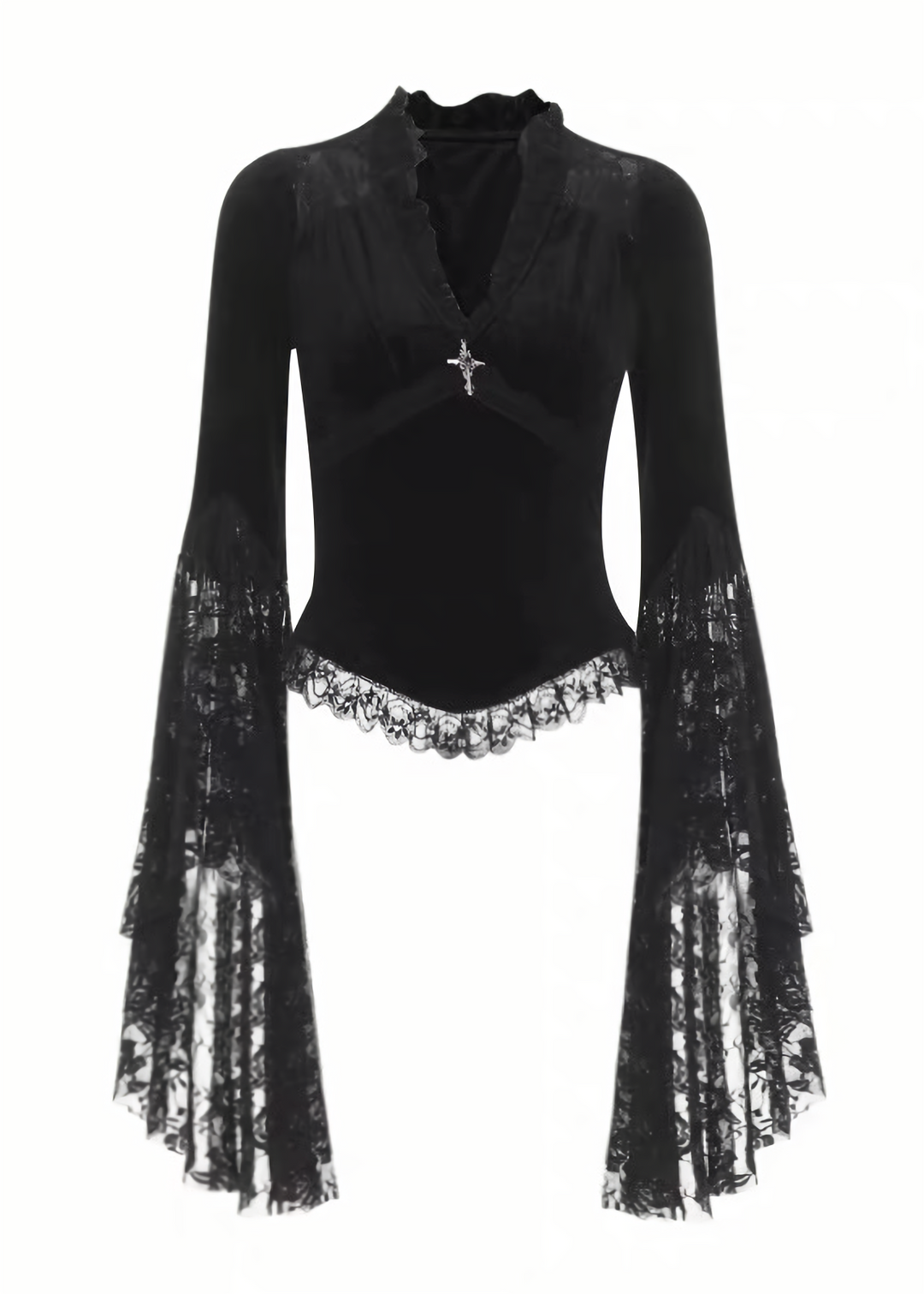 CROSS CHARM LACE BELL SLEEVE TOP / LG1734