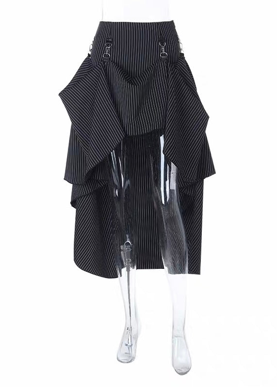 DARK ASYMMETRIC CHAIN DRAPE MAXI SKIRT / LG1684