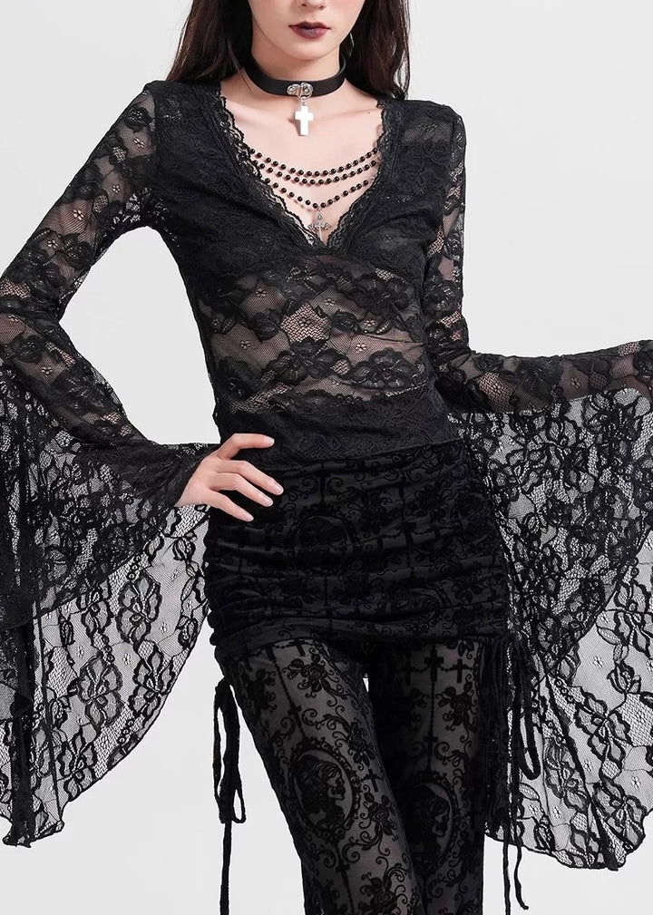 GOTHIC LACE FLARE SLEEVE TOP / LG1570