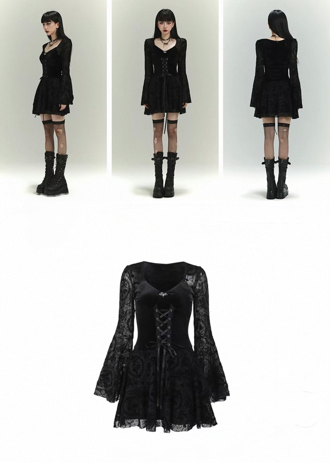dark black retro velvet dress/lg1130