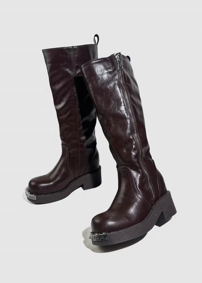 DARK METAL PLATE LONG BOOTS / V1185