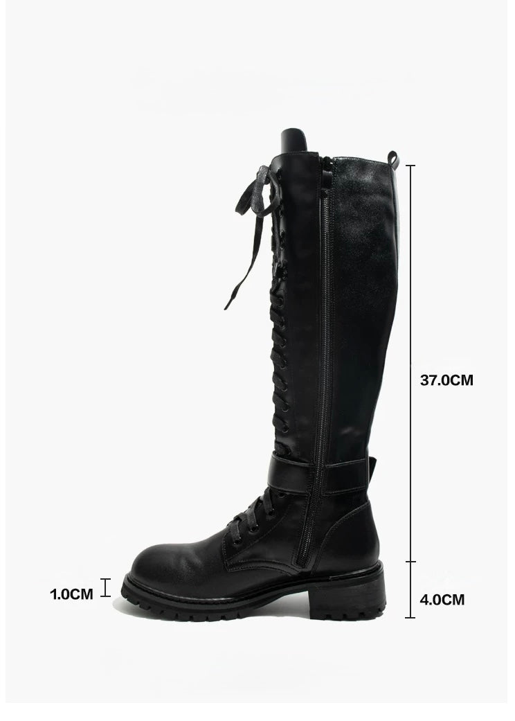 lace up long boots / v1121