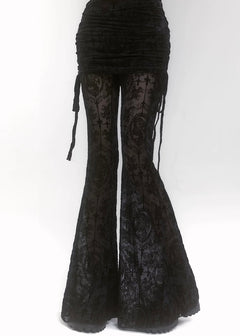 LACE FLARE SEE-THROUGH PANTS / LG1188_e4r