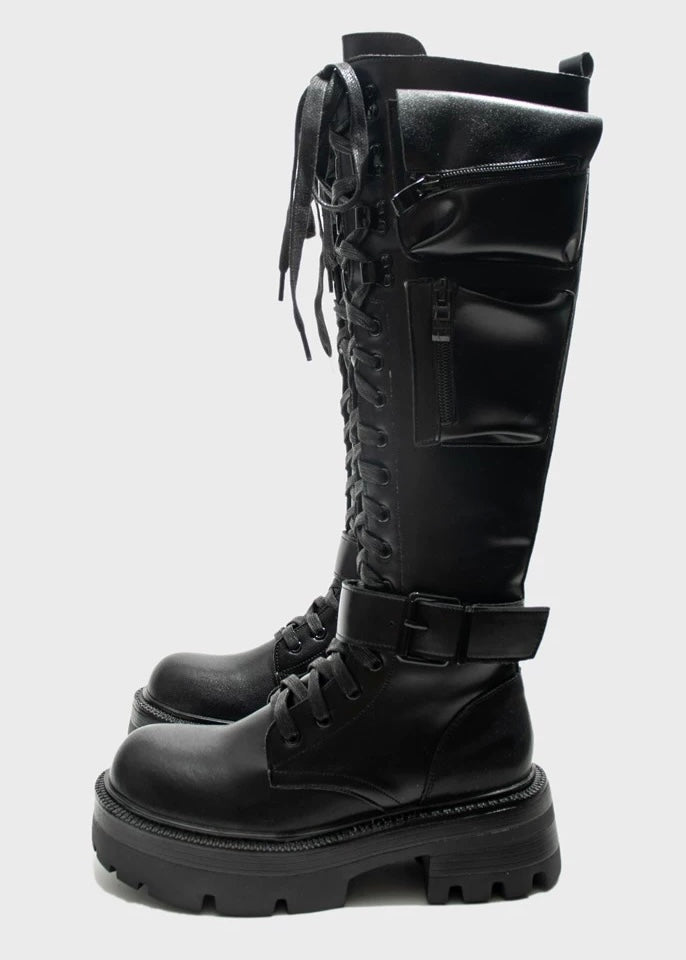 lace up combat boots / v1110