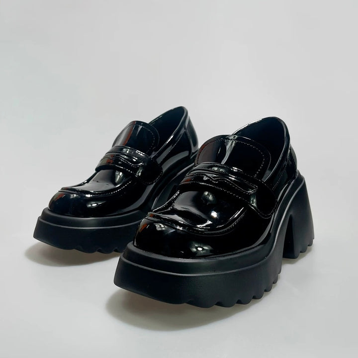 enamel high sole loafers / V1102