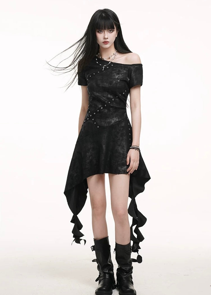 dark chic one shoulder dress set / LG1249 