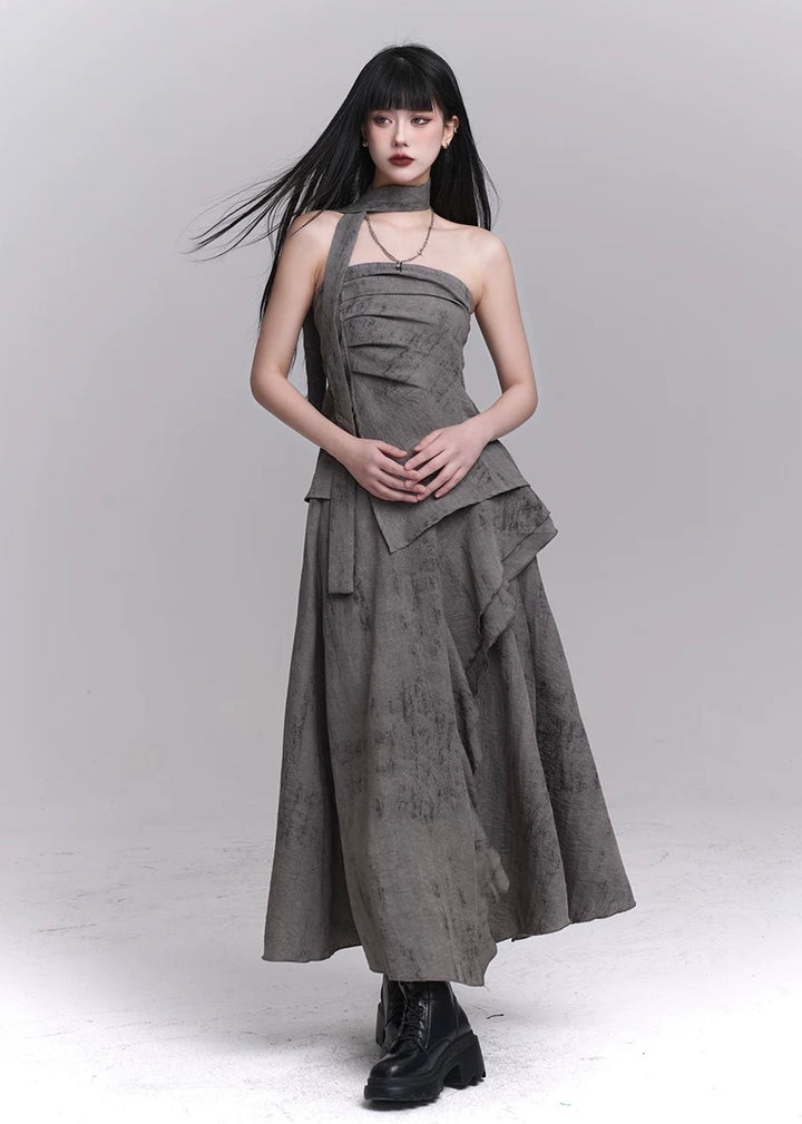 Layered crop top and pleated skirt set / lg1319