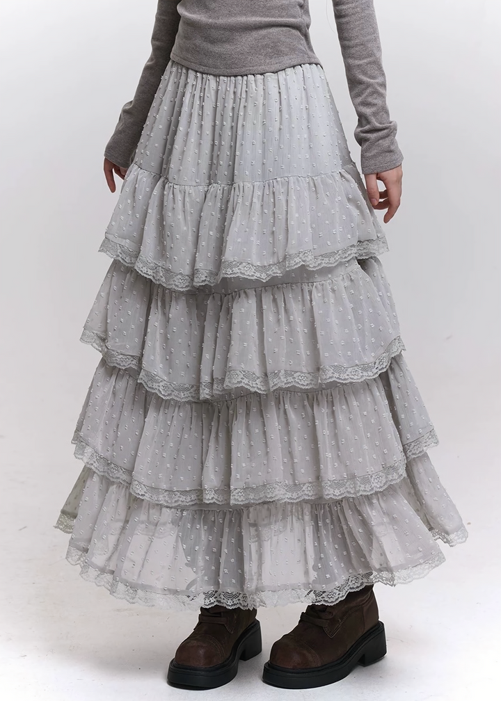 TIERED LACE LONG SKIRT / LG1452