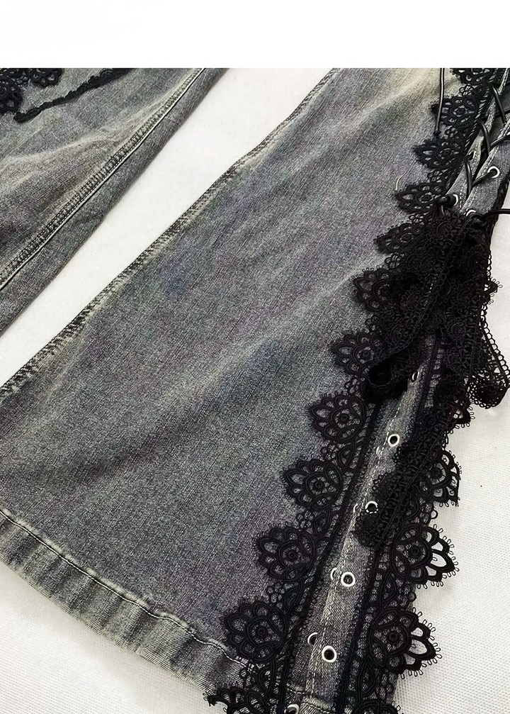 LACE-UP LACE FLARE DENIM / LG1482
