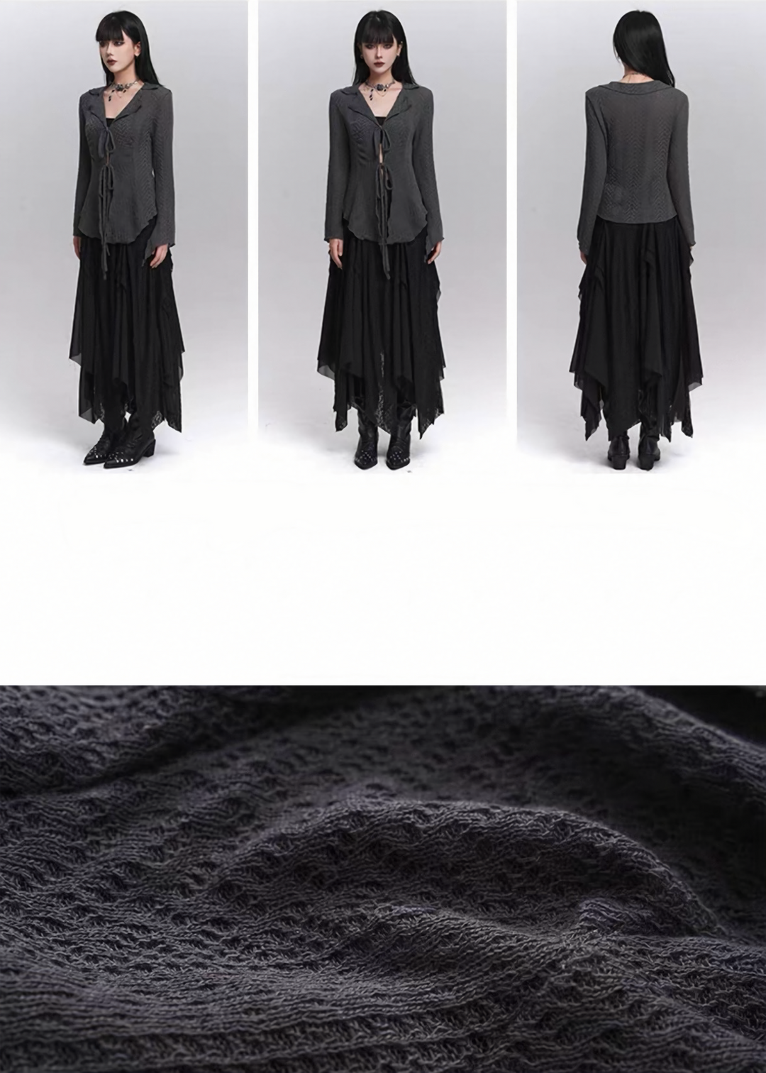 Double Tie Sheer Knit Tops / LG1435