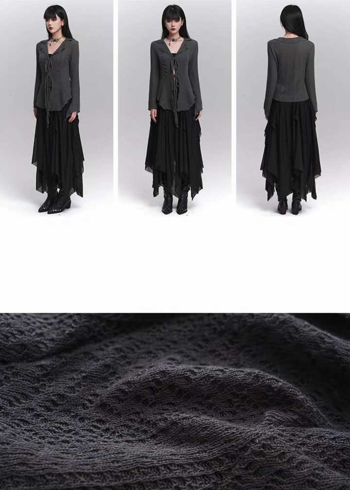 Double Tie Sheer Knit Tops / LG1435