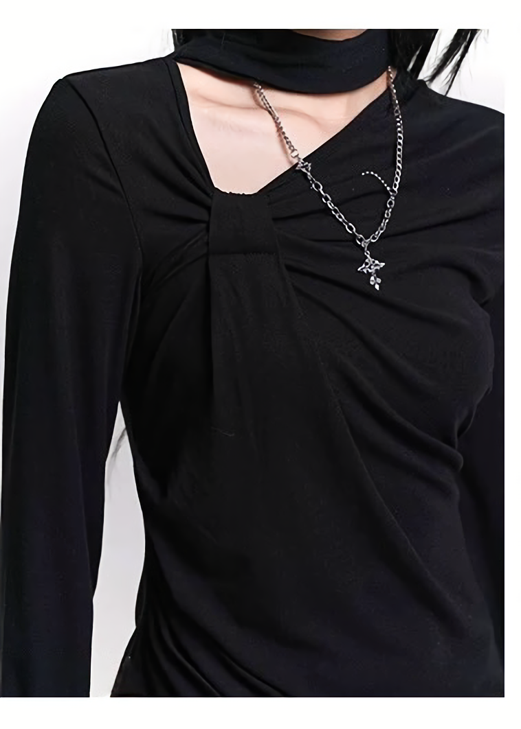 ASYMMETRIC DRAPE NECK TOP / LG1468