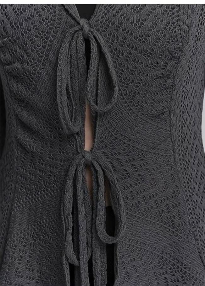 Double Tie Sheer Knit Tops / LG1435