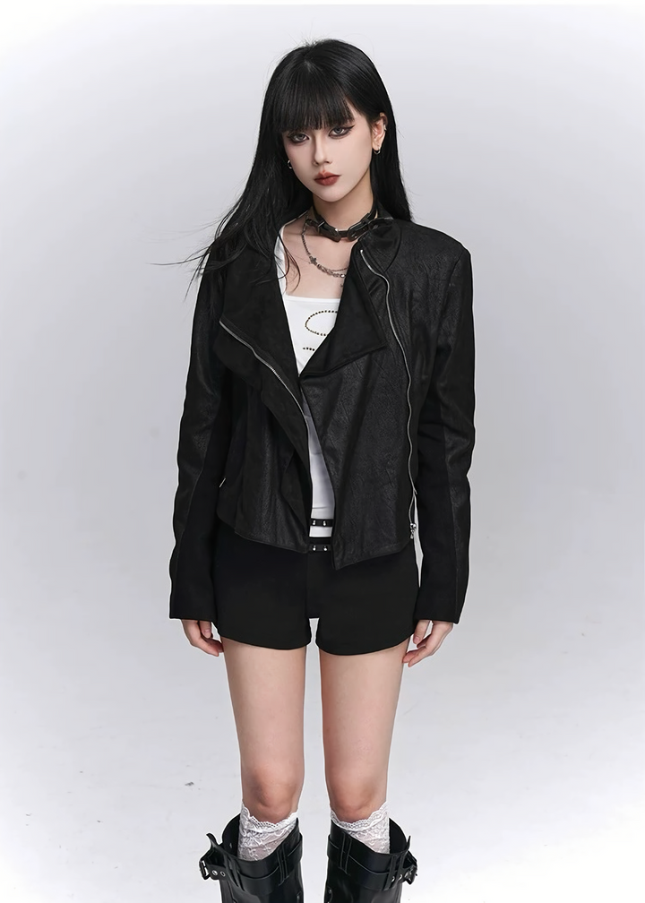 ASYMMETRY ZIP SHORT JACKET / LG1442