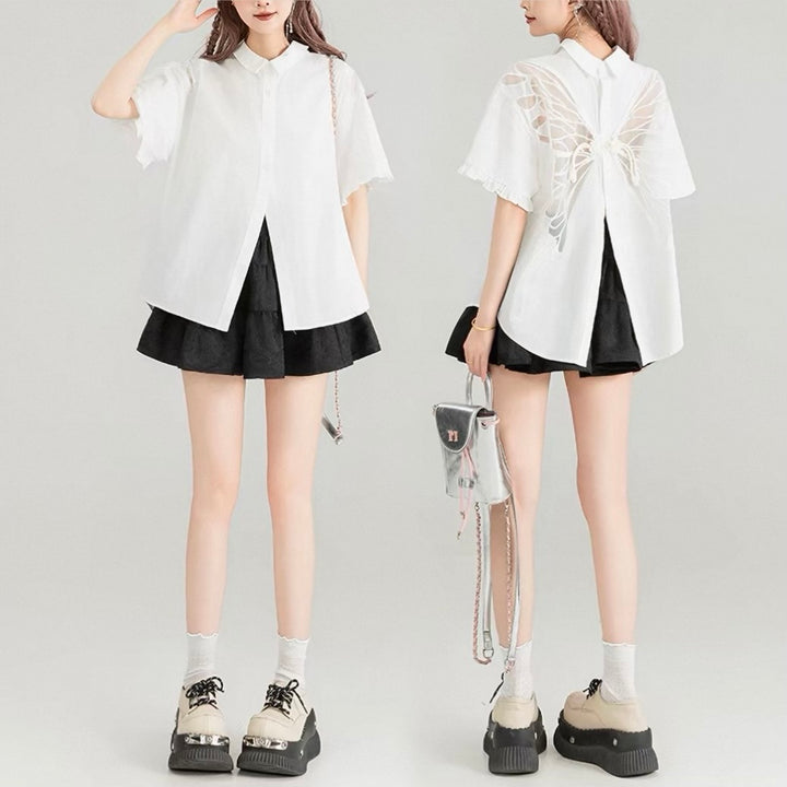 BUTTERFLY SHEER BACK SHIRT / LG1601